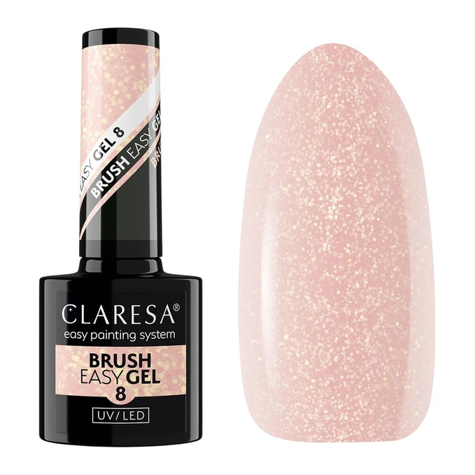 Claresa - Πινέλο Easy Gel 8 - Λαμπερό Μεσαίο Μπεζ - 5 g
