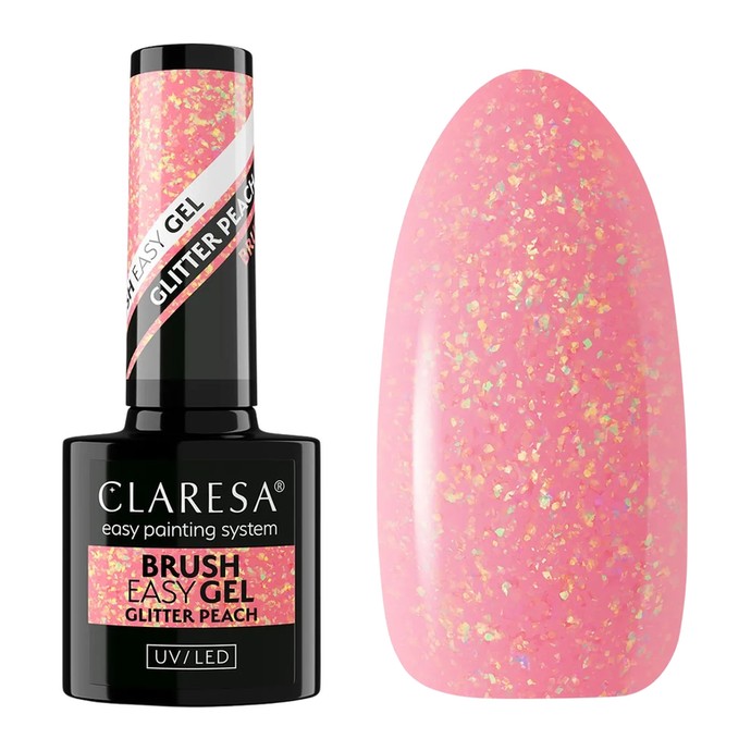 Claresa - Πινέλο Easy Gel - Γκλίτερ Ροδακινί - Περιορισμένη Έκδοση - 5g
