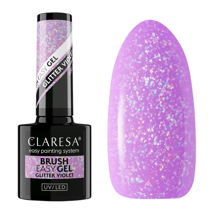 Claresa - Πινέλο Easy Gel - Γκλίτερ Βιολετί - Περιορισμένη Έκδοση - 5g