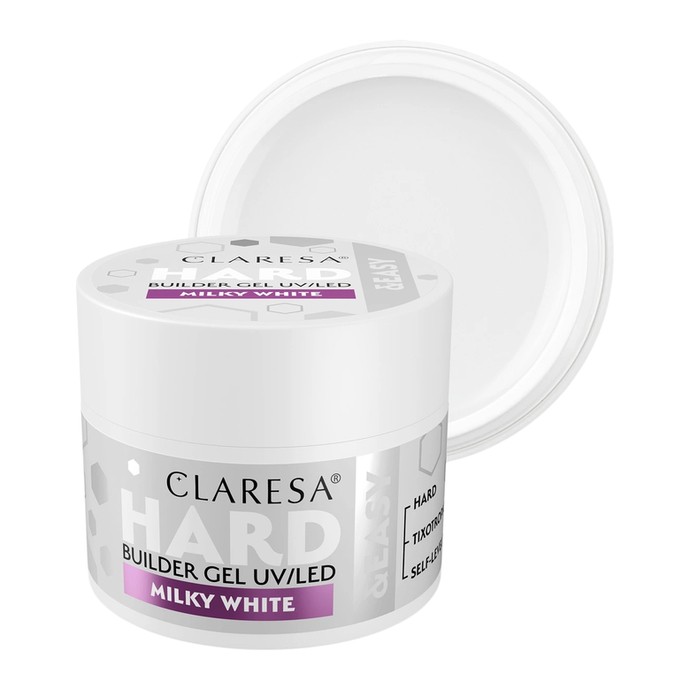 Claresa - Gel de construction Hard & Easy - Blanc laiteux - 45 g