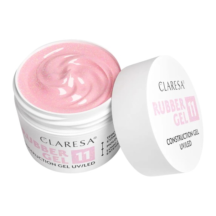 Claresa - Rubber Gel 11 - Light Pink with Shimmer - 12 g
