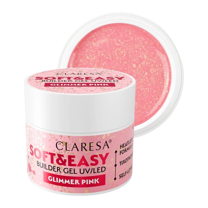 Claresa - Soft & Easy Aufbaugel - Schimmerndes Rosa - 12 g